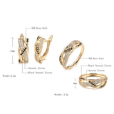 Women's 585 Rose Gold Black Natural Zircon Earrings Ring Set Allmartdeal