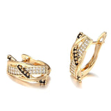 Women's 585 Rose Gold Black Natural Zircon Earrings Ring Set Allmartdeal