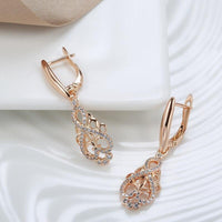 Women's 585 Rose Gold Crystal Flower Dangle Earrings Allmartdeal