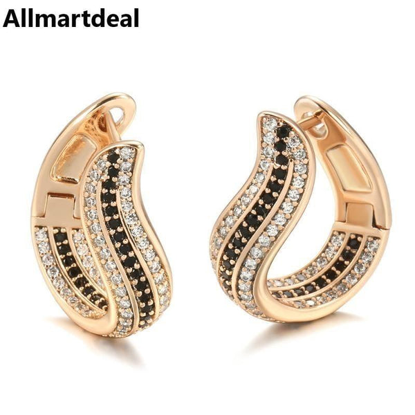 Women's 585 Rose Gold Natural Black Zircon Earrings Allmartdeal