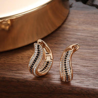 Women's 585 Rose Gold Natural Black Zircon Earrings Allmartdeal