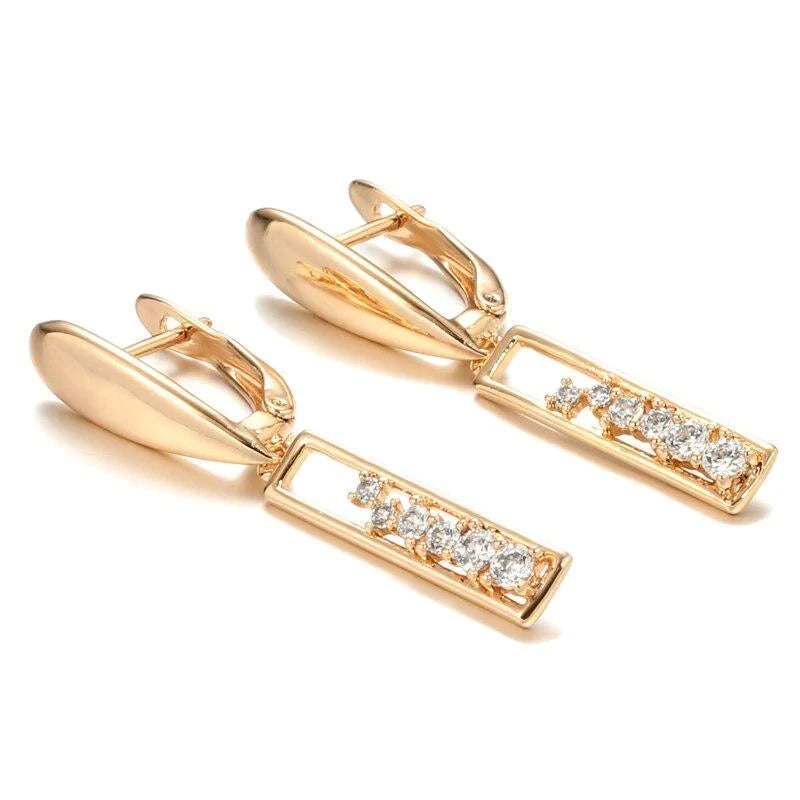 Women's 585 Rose Gold Natural Zircon Drop Earrings Allmartdeal