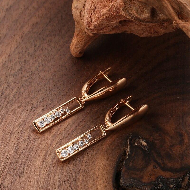 Women's 585 Rose Gold Natural Zircon Drop Earrings Allmartdeal