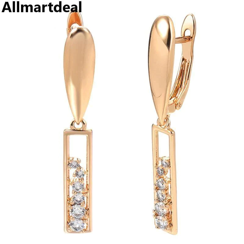 Women's 585 Rose Gold Natural Zircon Drop Earrings Allmartdeal