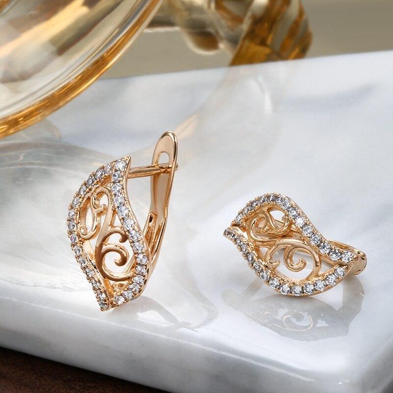 Women's 585 Rose Gold Natural Zircon Ring Earrings Sets Allmartdeal