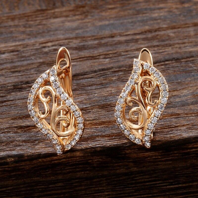 Women's 585 Rose Gold Natural Zircon Ring Earrings Sets Allmartdeal