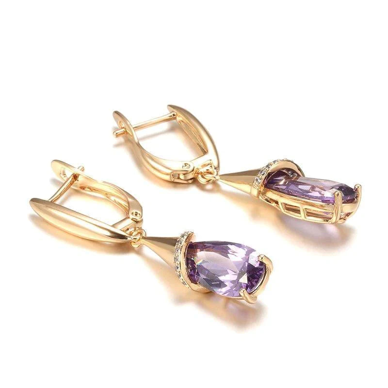 Women's 585 Rose Gold Purple Natural Zircon Earring Allmartdeal