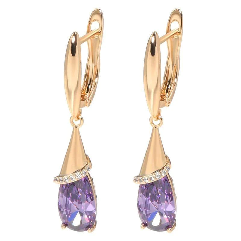 Women's 585 Rose Gold Purple Natural Zircon Earring Allmartdeal