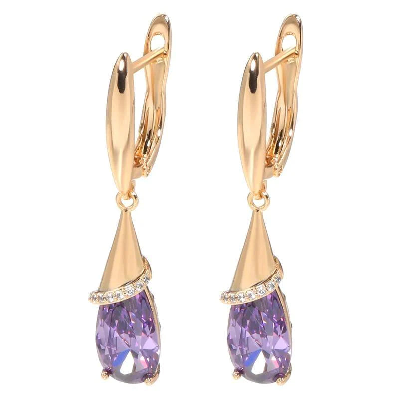 Women's 585 Rose Gold Purple Natural Zircon Earring Allmartdeal