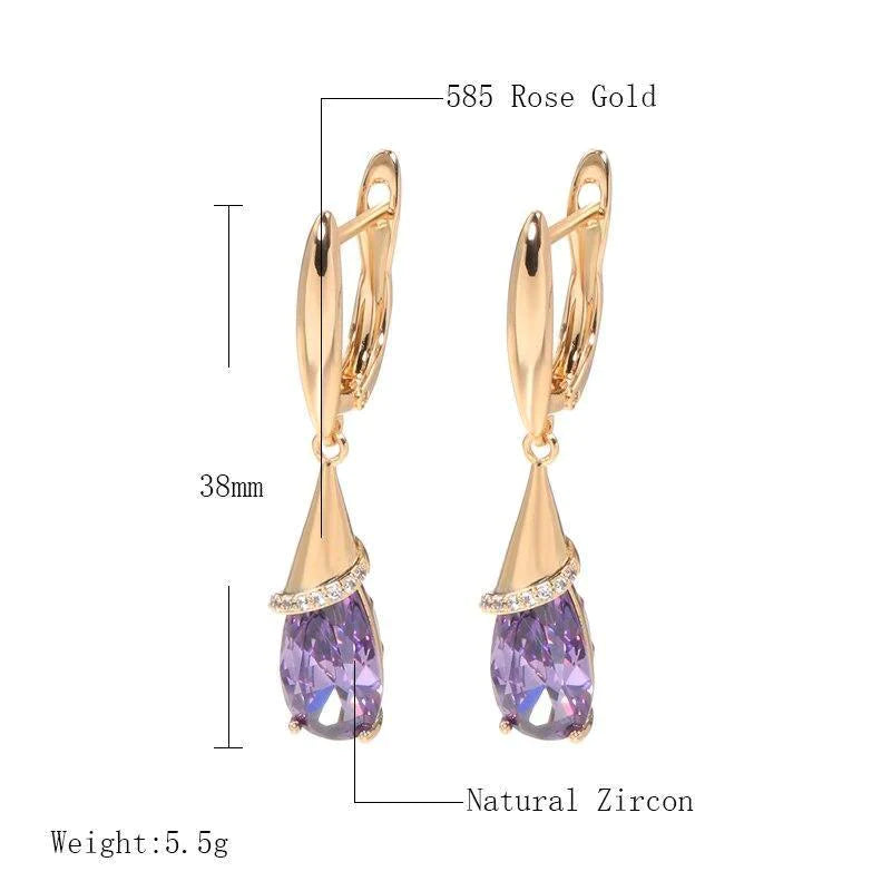 Women's 585 Rose Gold Purple Natural Zircon Earring Allmartdeal