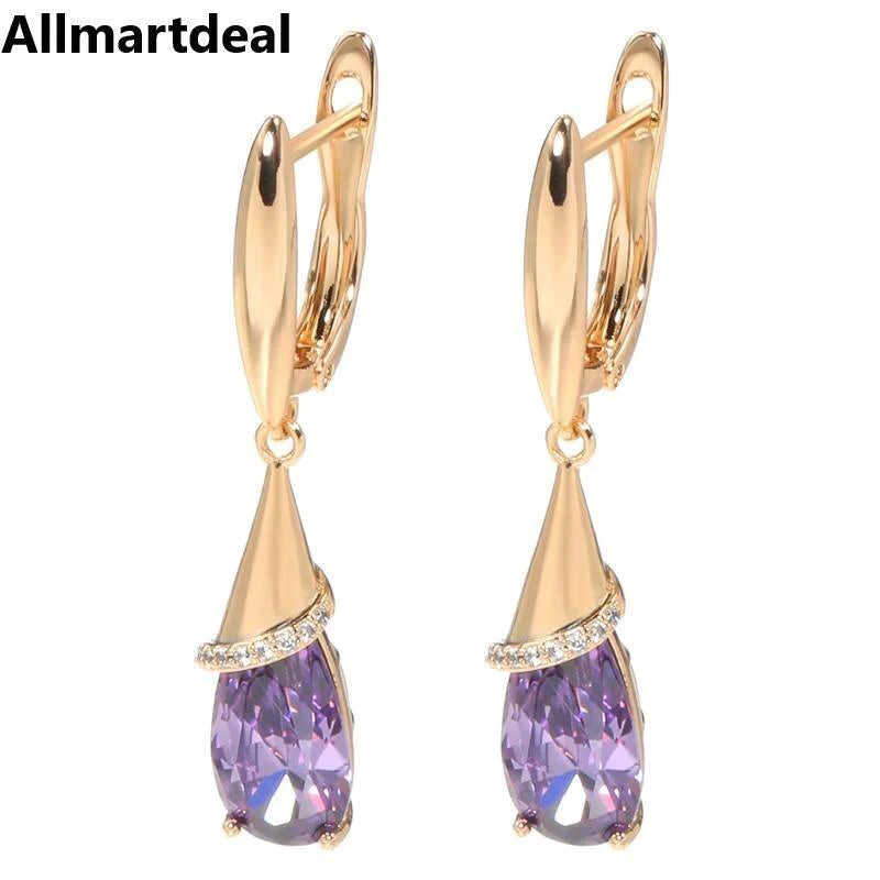 Women's 585 Rose Gold Purple Natural Zircon Earring Allmartdeal