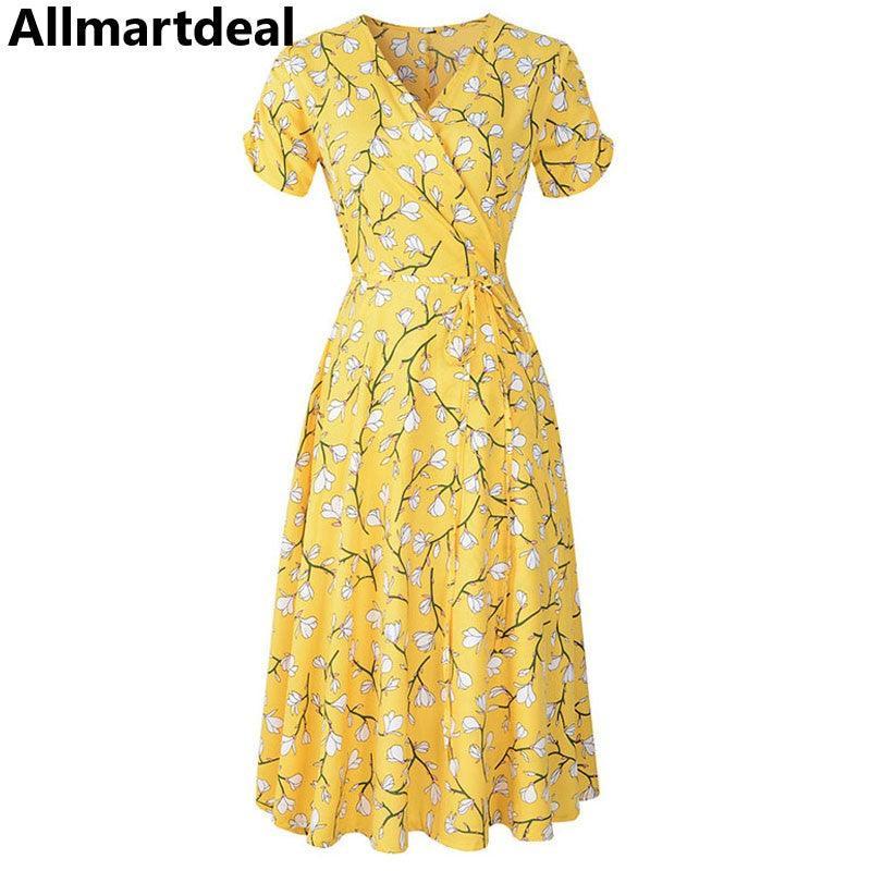 Women's Bohemian Vintage A-Line Chiffon Dress Allmartdeal