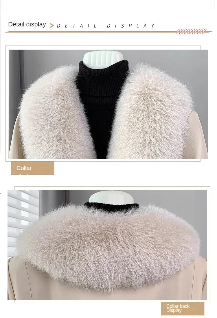 Women's Fox Fur Coat Genuine Leather Goose Down Coat Allmartdeal