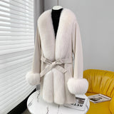 Women's Fox Fur Coat Genuine Leather Goose Down Coat Allmartdeal