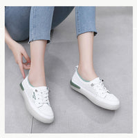 Women's Genuine Leather Hollow Out Breathable Sneakers Allmartdeal