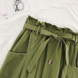 Women's High Waist Lace Up Split Midi Skirt Allmartdeal