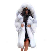 Women's Long Sleeve Hooded Faux Fur Coat Allmartdeal