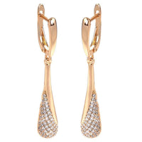 Women's Long Tassel Dangle 585 Rose Gold Natural Zircon Earrings Allmartdeal