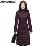 Women's Long Warm Hooded Slim Coat Allmartdeal