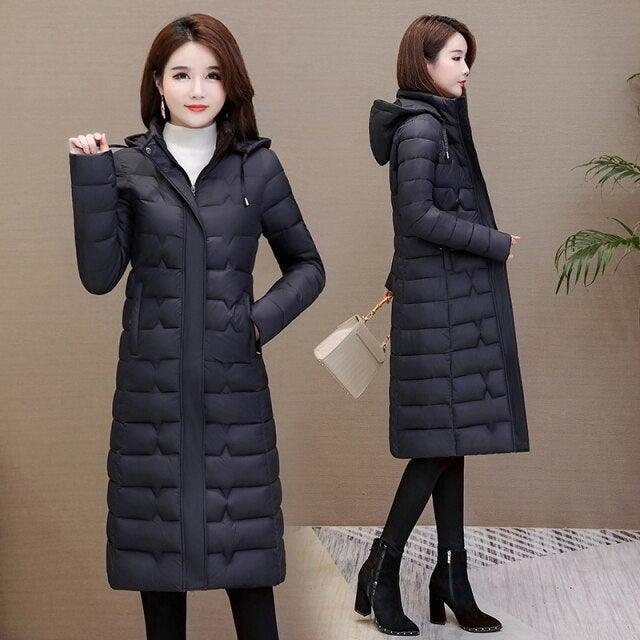 Women's Long Warm Hooded Slim Coat Allmartdeal