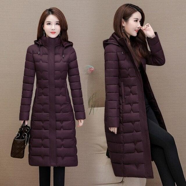 Women's Long Warm Hooded Slim Coat Allmartdeal