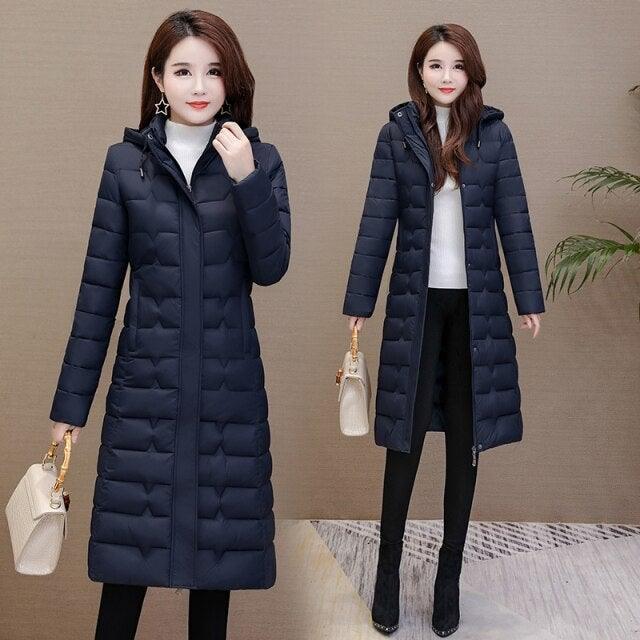 Women's Long Warm Hooded Slim Coat Allmartdeal