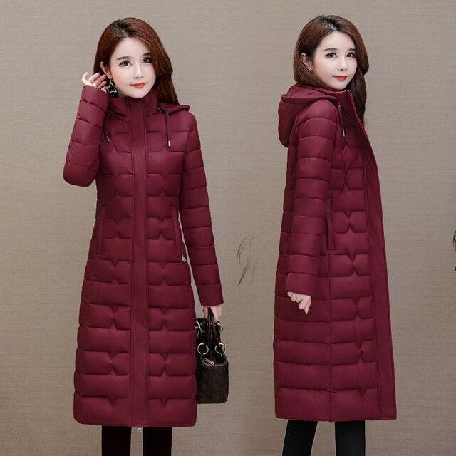 Women's Long Warm Hooded Slim Coat Allmartdeal