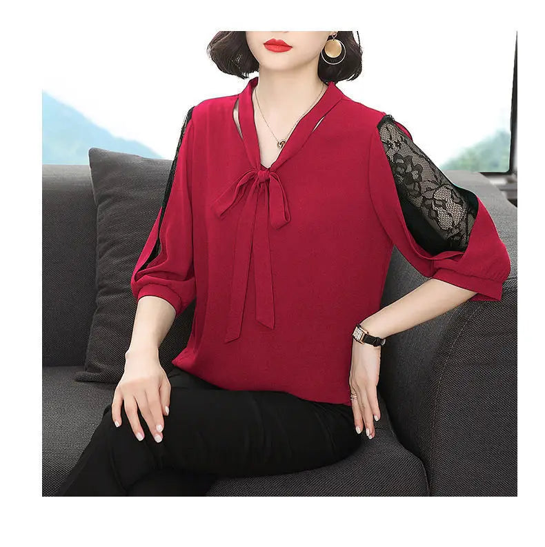 Women's Loose Chiffon Lace Blouse Shirt Allmartdeal