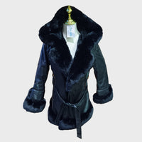 Women's Patchwork Faux PU Leather Faux Fur Jacket Coat Allmartdeal