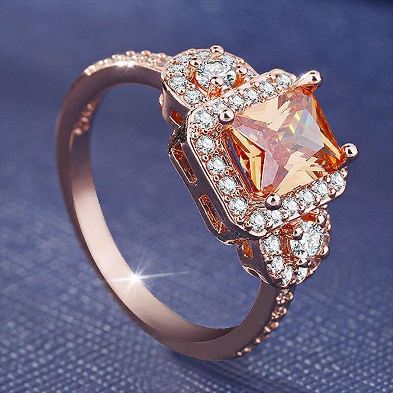 Women's Rose Gold Color Princess Ring Set Allmartdeal