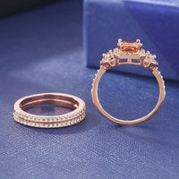 Women's Rose Gold Color Princess Ring Set Allmartdeal