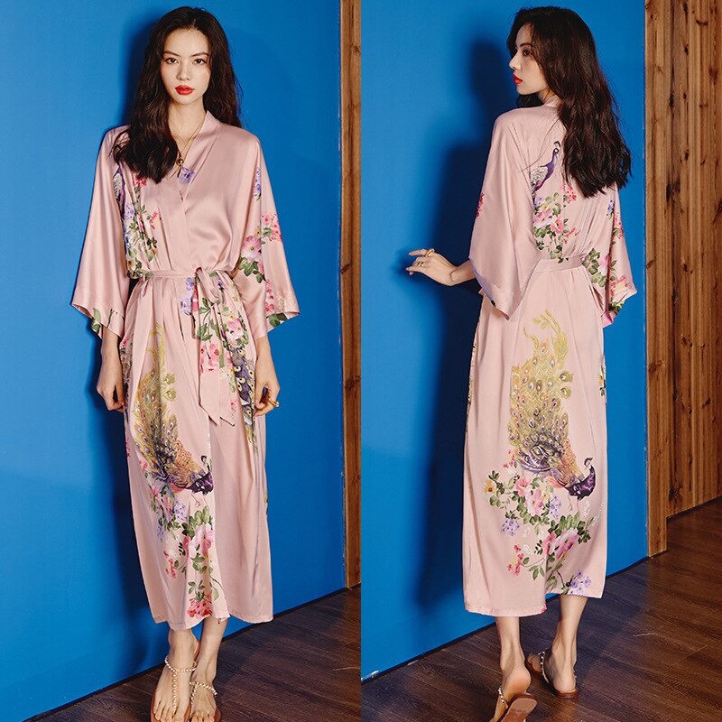 Women's Satin Plus Size Silk Cool Long Robes Pajamas Allmartdeal