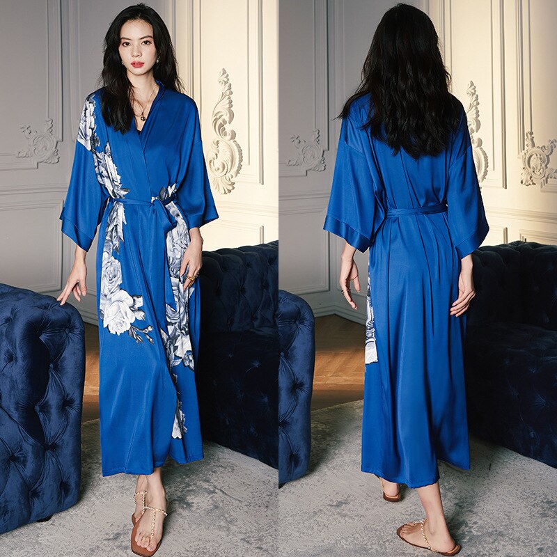 Women's Satin Plus Size Silk Cool Long Robes Pajamas Allmartdeal