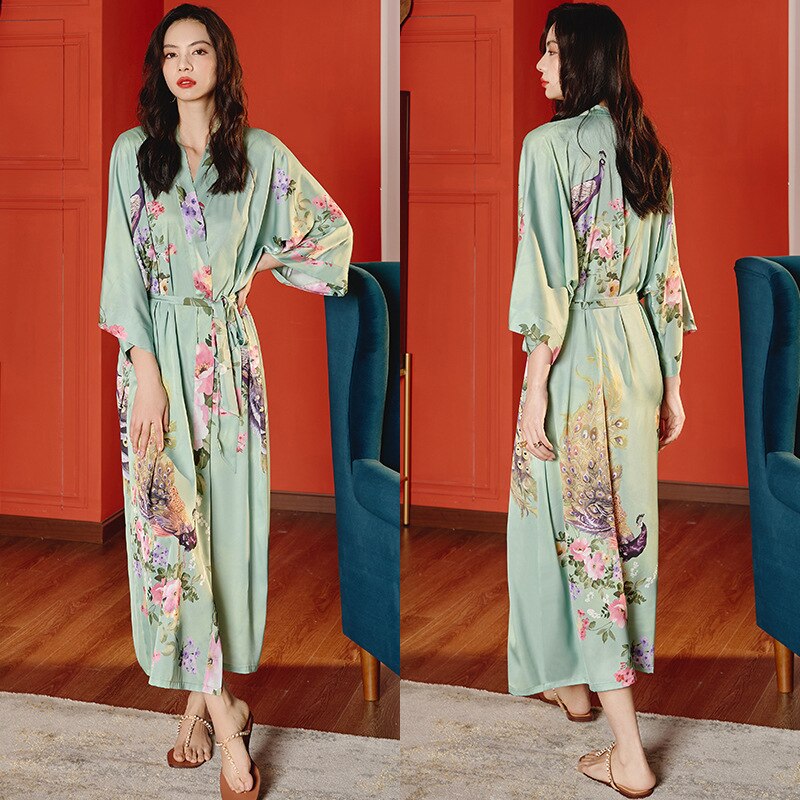 Women's Satin Plus Size Silk Cool Long Robes Pajamas Allmartdeal