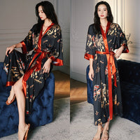 Women's Satin Plus Size Silk Cool Long Robes Pajamas Allmartdeal