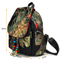 Women's Sequins Embroidered Canvas Floral Backpack Allmartdeal