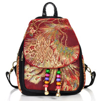 Women's Sequins Embroidered Canvas Floral Backpack Allmartdeal