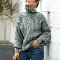 Women's Turtleneck Loose Warm Knitted Sweater Allmartdeal