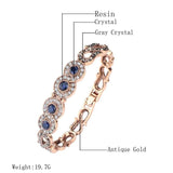 Women's Vintage Blue Resin Gray Crystal Flower Bracelet Allmartdeal