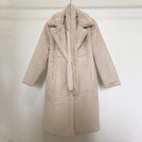 Women's Oversized Lapel Belted Faux Rabbit Fur Coat